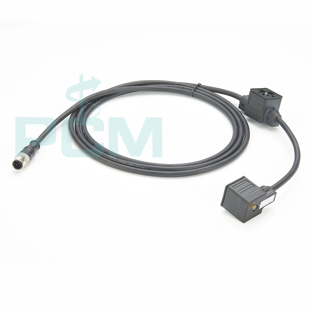 M12 output leads - solenoid valve equipped with an LED. M12 output leads - solenoid valve equipped with an LED.
