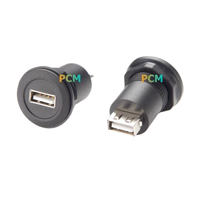 Usb Typ 2. 0 Samec k ženskému průchodu přes kulatý panel Mount